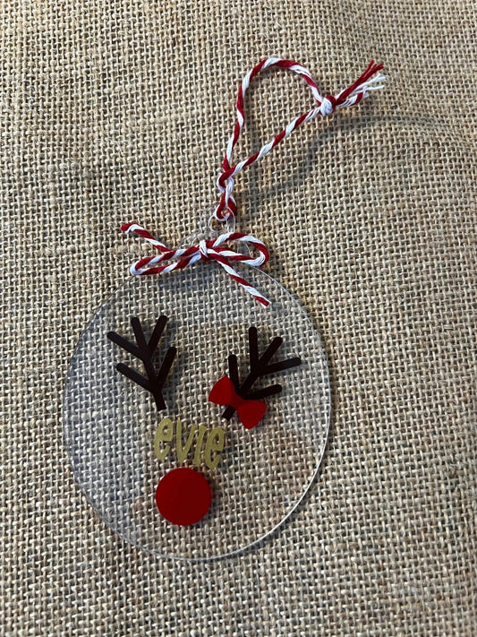Personalised Christmas Reindeer Bauble – Cute & Festive!